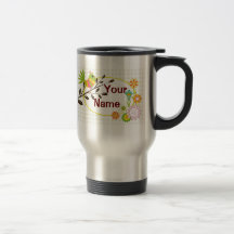 Rétro oiseau et fleurs votre tasse nommée