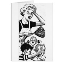 Retro Overweldigd Mamma Wenskaarten