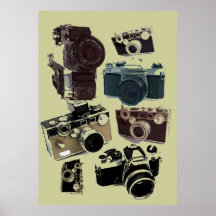 Retro Patroon van Camera's vintage Grunge Poster