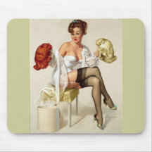 Rétro Pin vintage de Gil Elvgren vers le haut de f Tapis De Souris