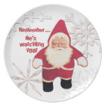 Rétro plat drôle de Noël de gnome de Père Noël Assiettes