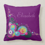 Rétro pourpre de remous et de fleurs de cercles pe coussin