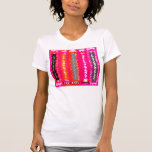 Rétro rectangle psychédélique gris rose orange t-shirt