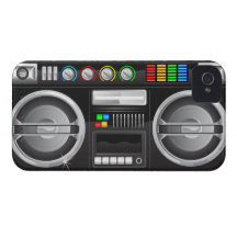 retro regenboog knoopt boombox gettomeester dicht iPhone 4 Case-Mate hoesje