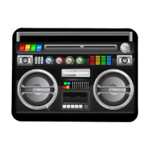 retro regenboog knoopt boombox gettozandstraler di rechthoekige magneten