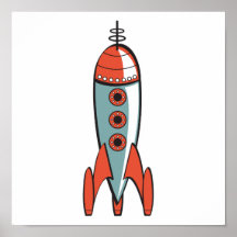 retro ruimteraket posters