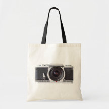 Rétro sac d'épicerie de toile de l'appareil-photo 
