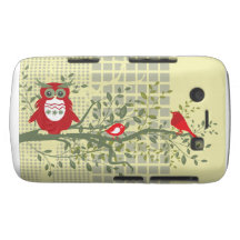 retro uilen & vogels op het gewaagde geval van de  blackberry bold covers