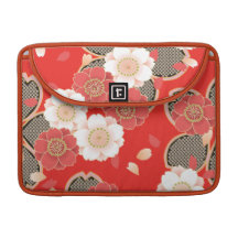 Rétro vecteur blanc rouge floral vintage mignon poche pour macbook pro