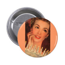 Retro Verjaardag van de Huisvrouw Speldbutton