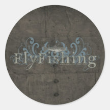 Retro Visserij van de Vlieg Grunge Ronde Sticker