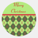 Retro Vrolijke Sticker van Kerstmis