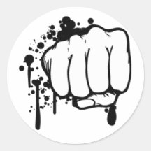 Retro Vuist Ronde Sticker
