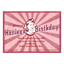 Retro Wow Uitnodiging van Birhday - Magenta Rood