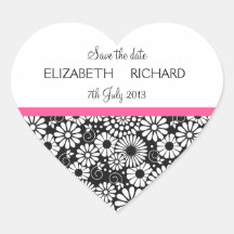 Retro zwarte witte bloemen de Sticker "sparen van 