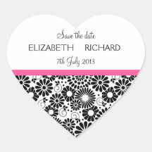 Retro zwarte witte bloemen de Sticker "sparen van 