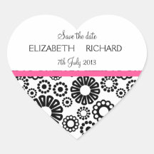 Retro zwarte witte bloemen de Sticker "sparen van 