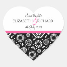 Retro zwarte witte bloemen de Sticker "sparen van 