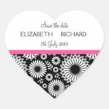 Retro zwarte witte bloemen de Sticker "sparen van 