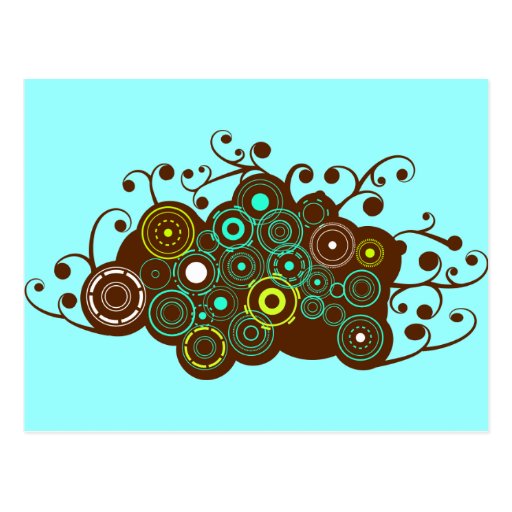 Rétros cercles frais et carte brune de turquoise d carte postale