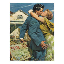 Rétros couples de carte postale se déplaçant la no