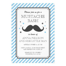 Rétros rayures bleues petit baby shower de moustac faire-parts