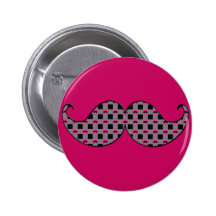 Rétros roses indien Girly de moustache Badge Avec Épingle