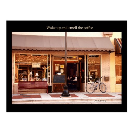 Réveillez et sentez le café carte postale