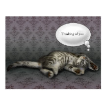 Rêver le minou, carte personnalisable des textes carte postale