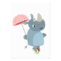 Rhinocéros avec le parapluie sur le carte de visit