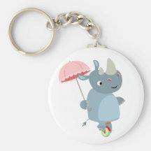 Rhinocéros avec le parapluie sur le monocycle Keyc Porte-clefs