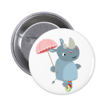 Rhinocéros avec le parapluie sur l'insigne de bout