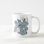 rhinocéros effrayé fonctionnant de bébé tasse