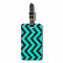 Rich mint and black chevron stripes pattern. étiquettes à bagages