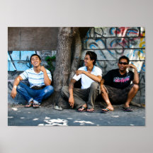 rire d'hommes de Bali Indonésie d'ubud Poster