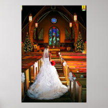 Robe de mariage blanche d'hiver de Noël blanc Poster