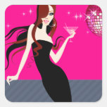 Robe noire fascinante de cocktails de Divalicious  Stickers Carrés