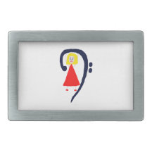 Robe rouge bleue femelle blonde de clef basse boucles de ceinture rectangulaires