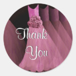 Robes ROSES de demoiselle d'honneur - Merci de mar Autocollant Rond