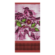 Robin vintage, fleur, barrière cartes de vœux avec photo