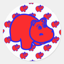 Rode en Blauwe Hippo Sticker