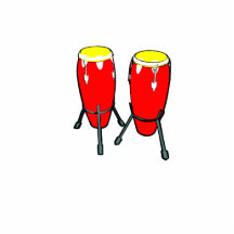 Rode Gele Congas in tribunes grafisch afbeelding Acryl Uitsneden