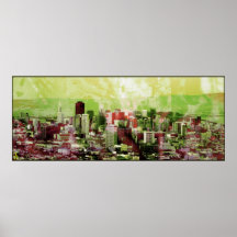 roestige lichtgroene stad print