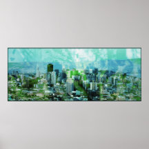 roestige stad cyaan posters