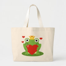 Roi de grenouille avec le coeur sacs en toile