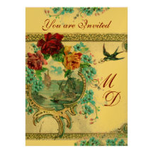 ROMANTİCA 3 HET ELEGANTE GOUDEN BLAUWE MONOGRAM VA PERSOONLIJKE AANKONDIGINGEN