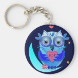 Romantische keyholder met cartoonuil & tekst sleutelhanger