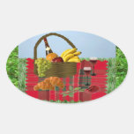 Romantische Picknick Ovaalvormige Stickers