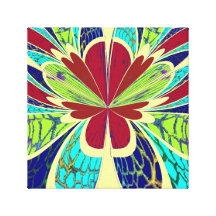 Rood Blauw Samenvatting Verpakt Canvas Canvas Afdrukken