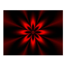 Rood Fractal van de Uitbarsting van de Bloem Brief Wenskaart